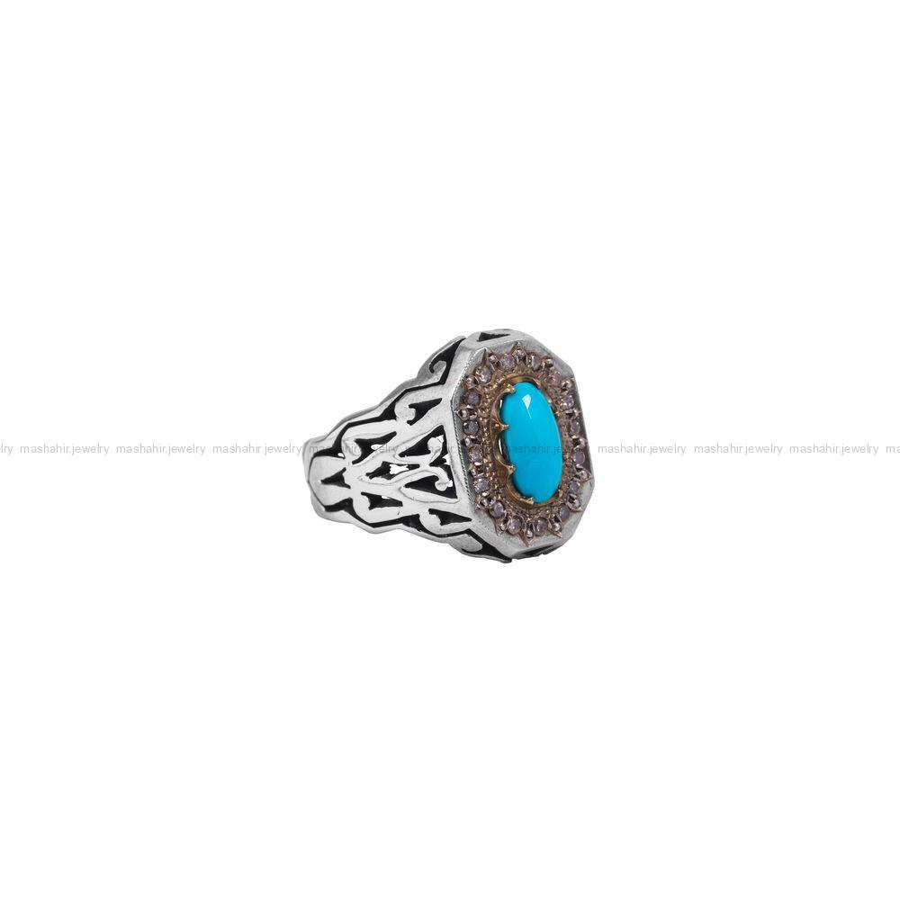انگشتر فیروزه عجمی مردانه کد 511