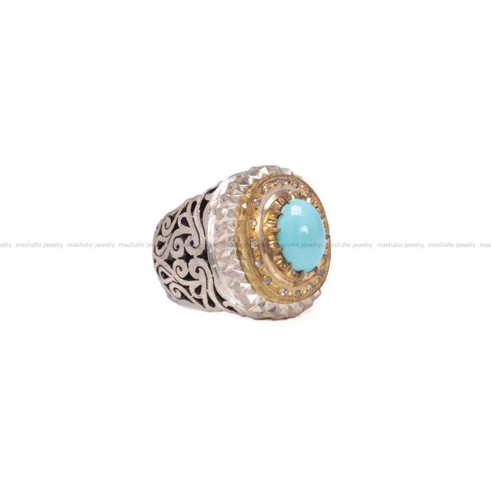 انگشتر فيروزه عجمی مردانه کد 1047