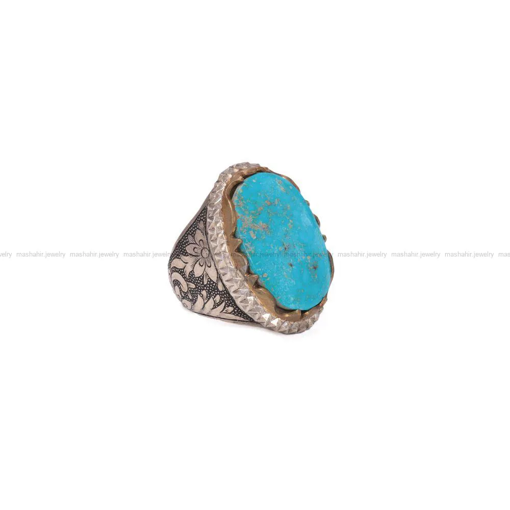 انگشتر فيروزه عجمی مردانه کد 1048