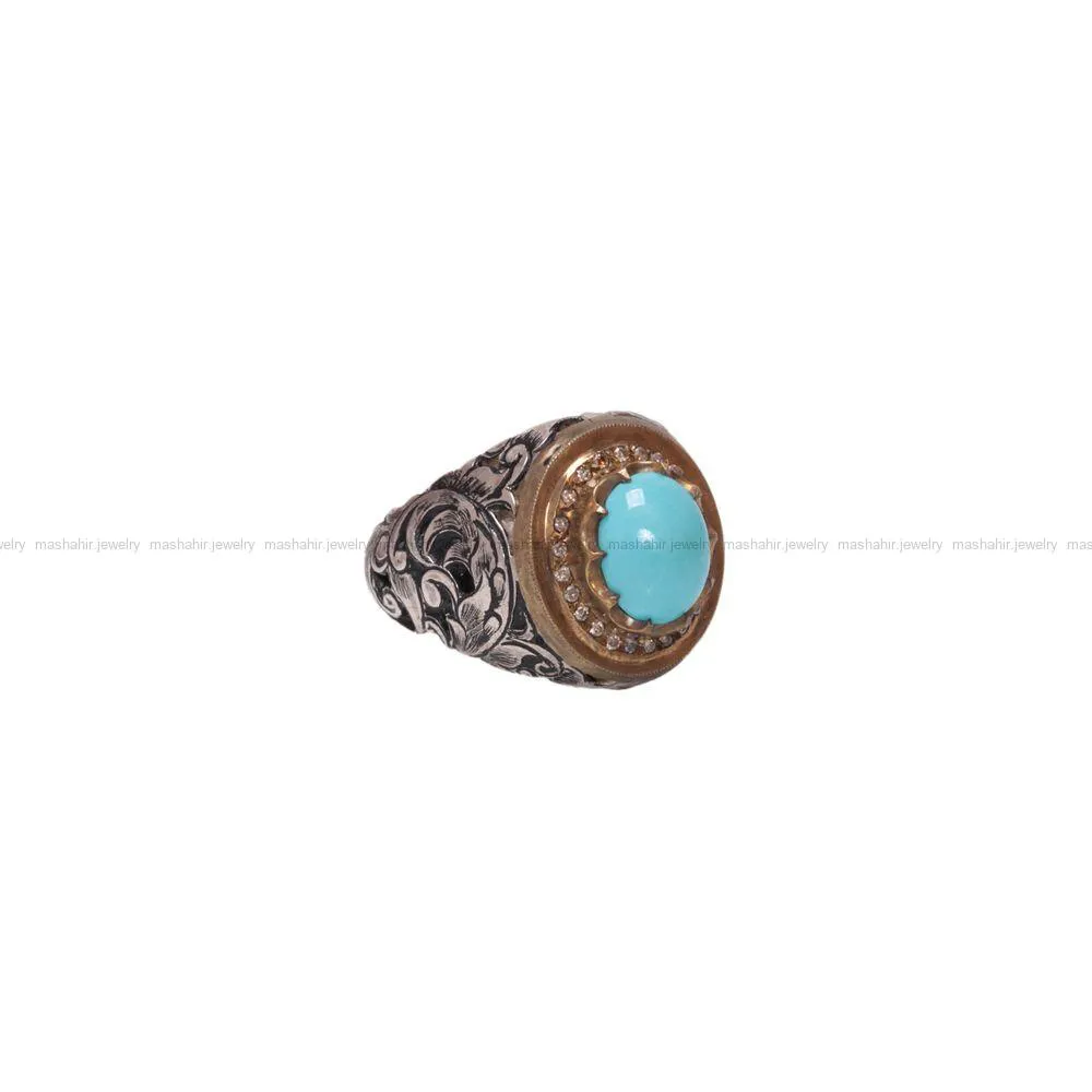 انگشتر فیروزه عجمی مردانه کد 1114