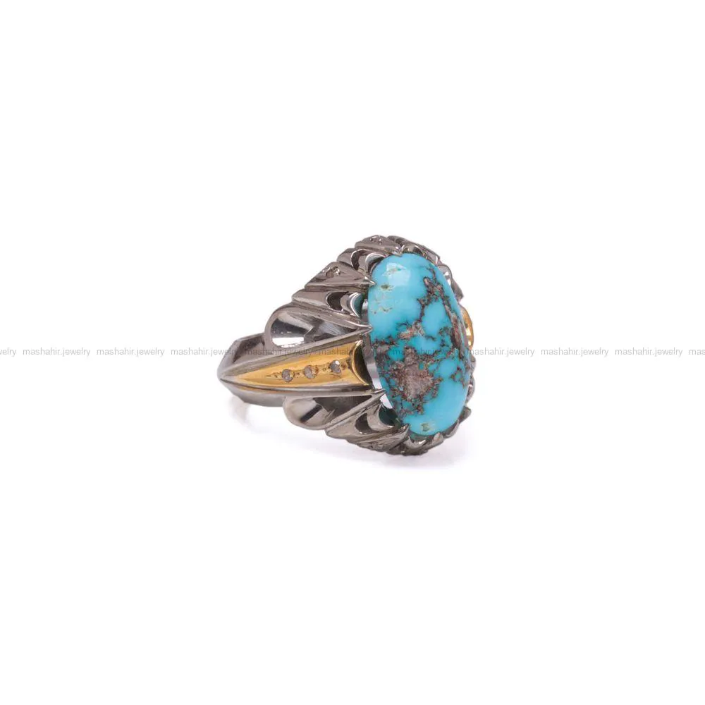 انگشتر فيروزه شجری مردانه کد 928
