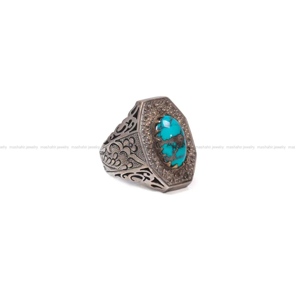 انگشتر فيروزه شجری مردانه کد 967