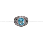 انگشتر توپاز آبی مردانه کد 1238