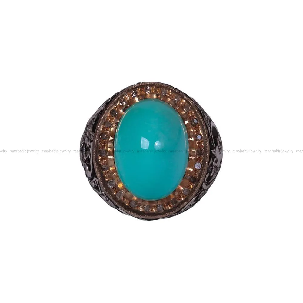 انگشتر فیروزه عجمی مردانه کد 736