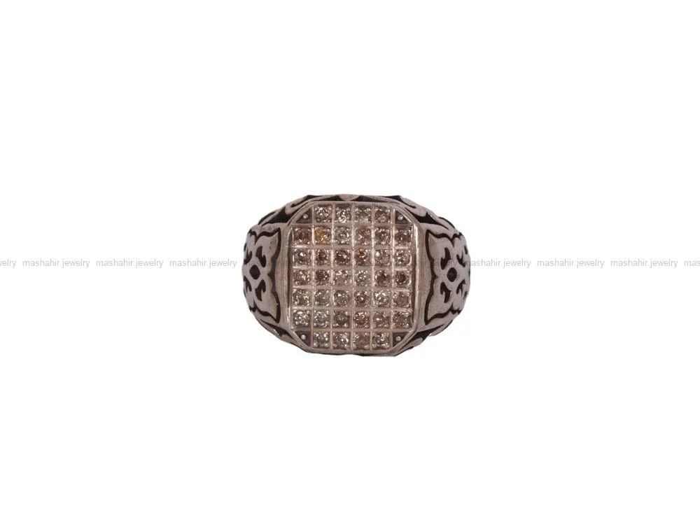 انگشتر صفحه برلیان مردانه کد 762