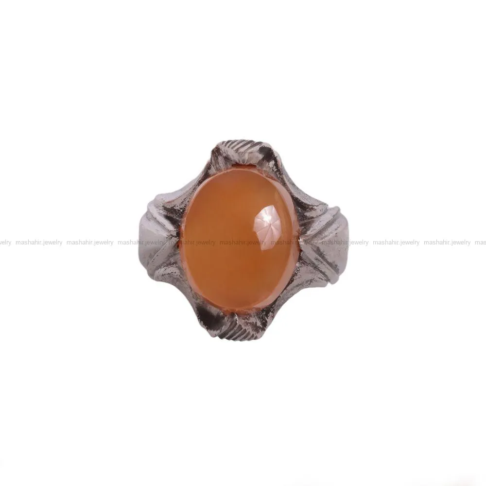 انگشتر عقیق زرد مردانه کد 788