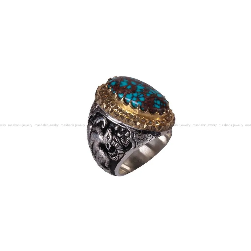 انگشتر فیروزه شجری مردانه کد 695