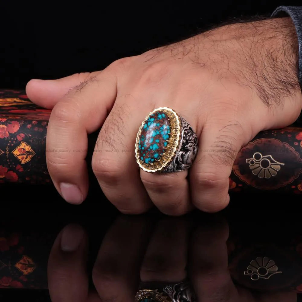 انگشتر فیروزه شجری مردانه کد 695