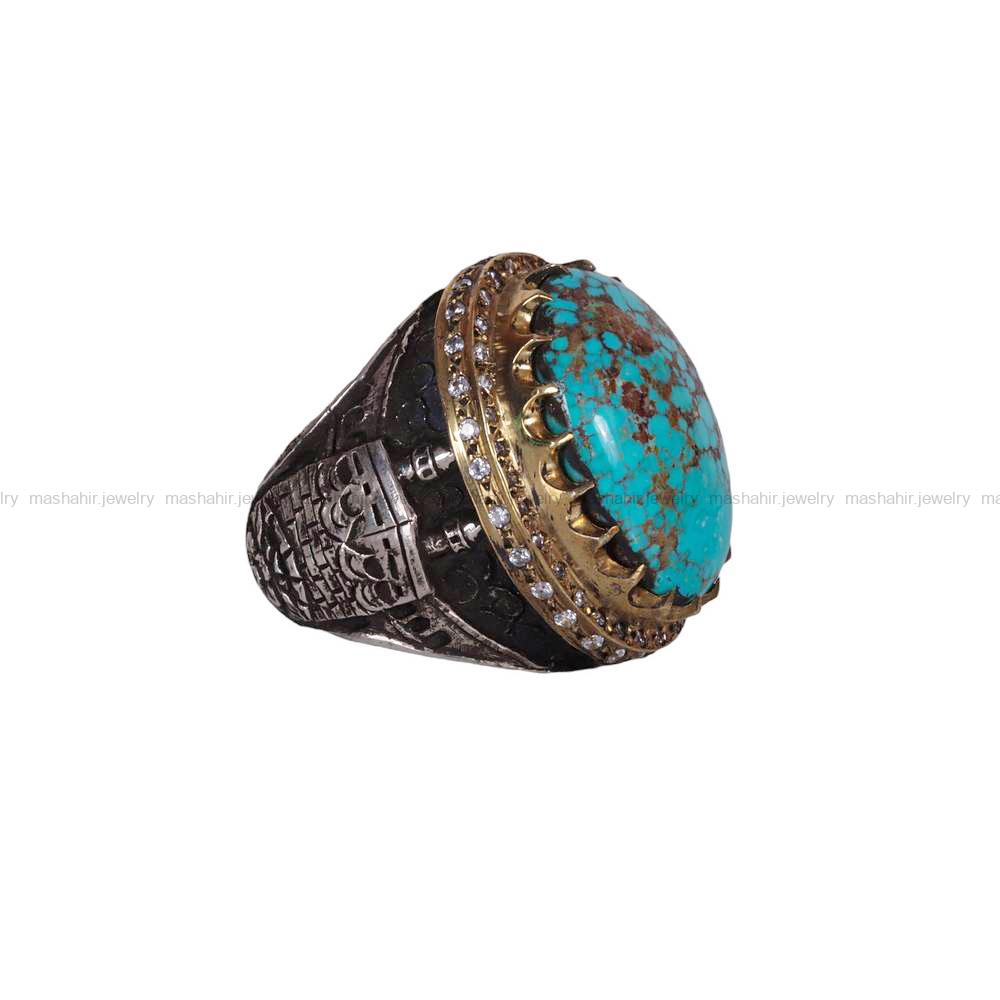 انگشتر فیروزه شجری مردانه کد 704