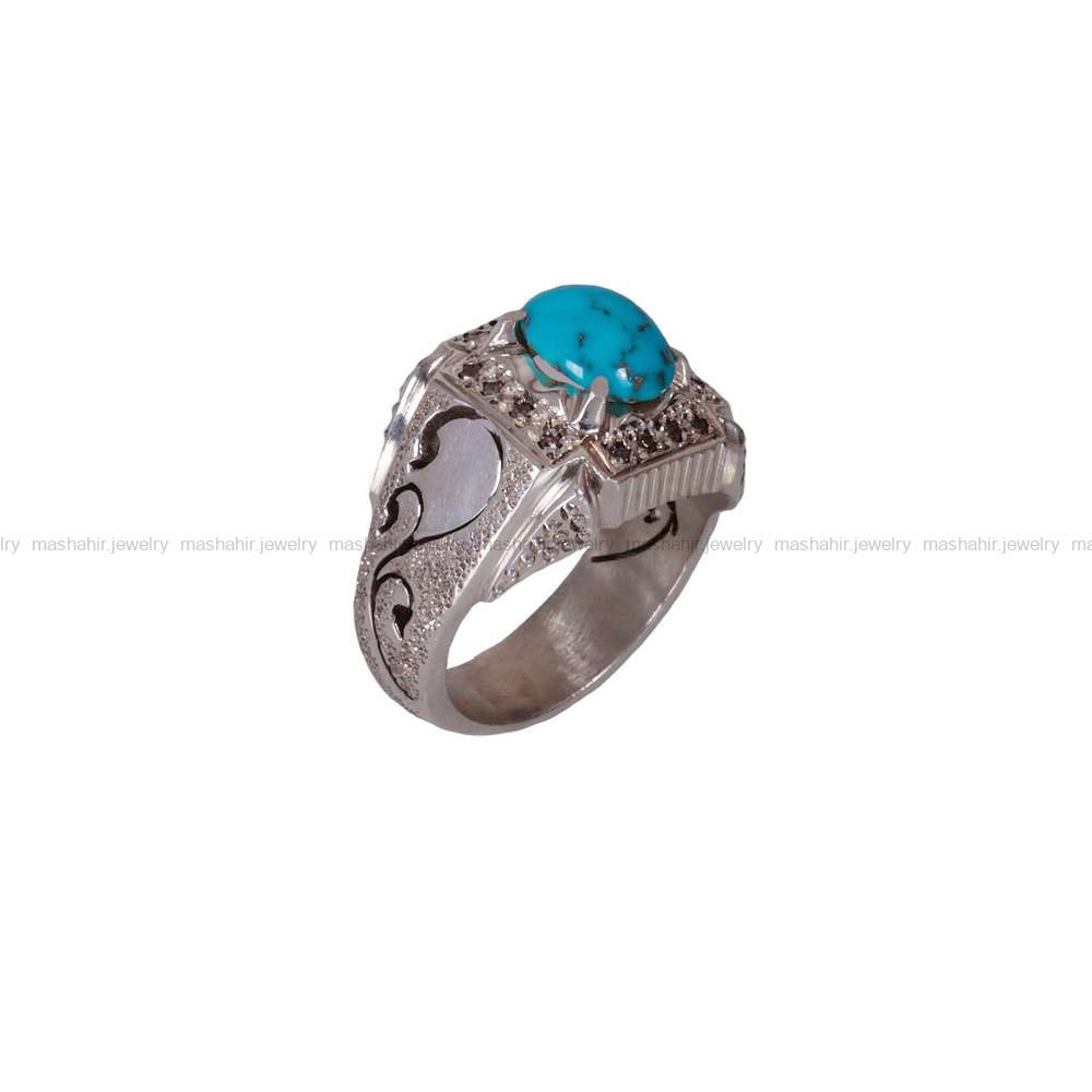 انگشتر فيروزه شجری مردانه کد 710