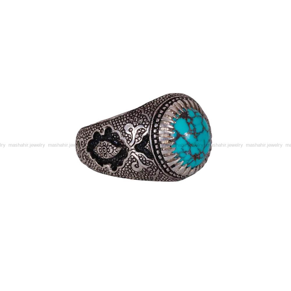 انگشتر فیروزه شجری مردانه کد 719