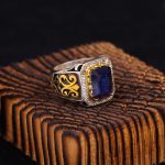 انگشتر ياقوت کبود مردانه کد 159