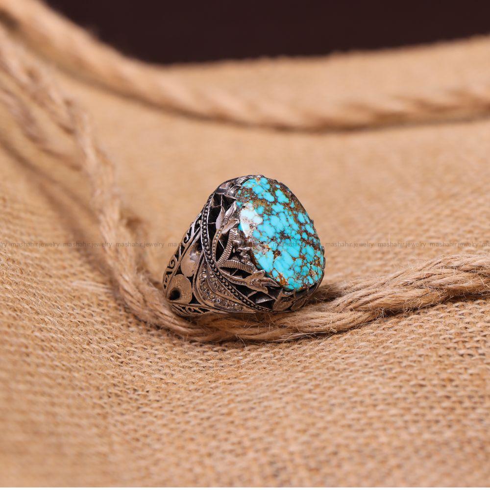 انگشتر فيروزه شجري مردانه کد 368