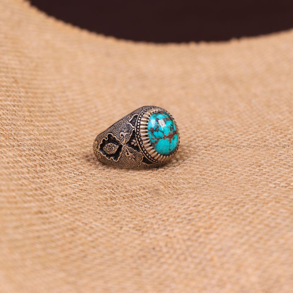 انگشتر فيروزه شجري مردانه کد 544