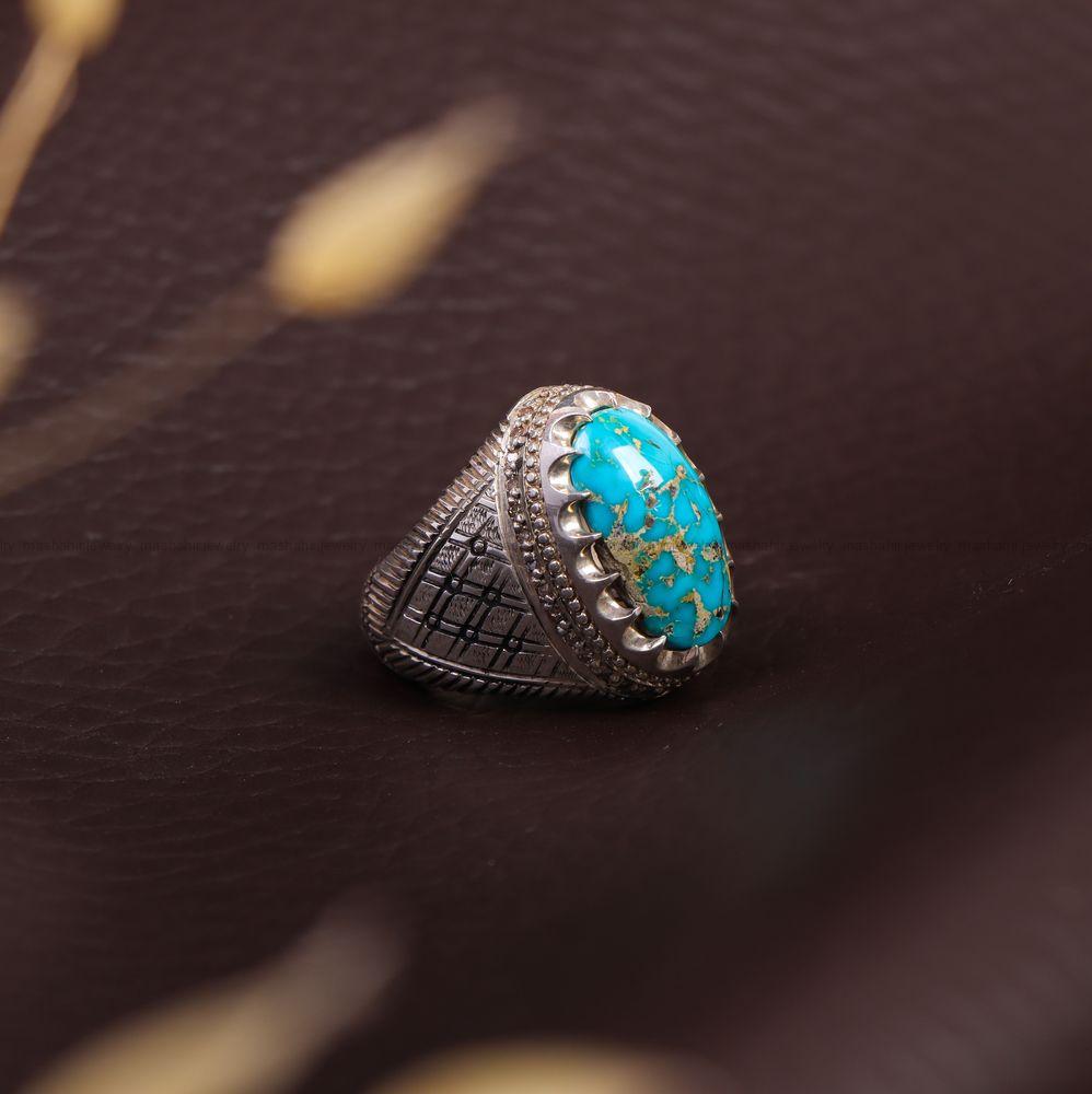 انگشتر فيروزه شجری مردانه کد 624