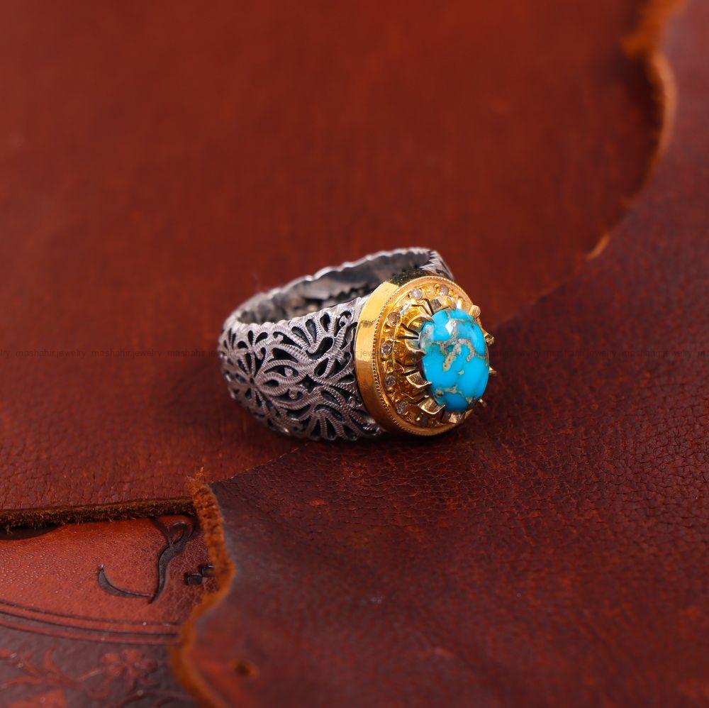 انگشتر فیروزه شجری مردانه کد 89