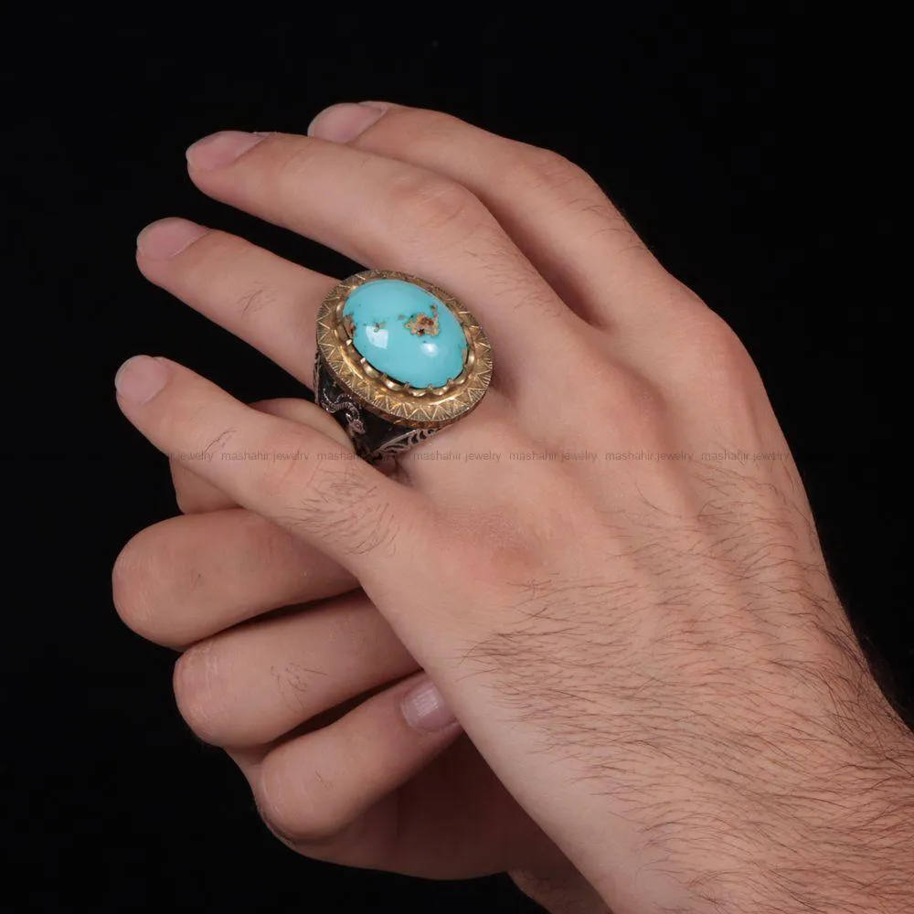 انگشتر فيروزه شجری مردانه کد 1010
