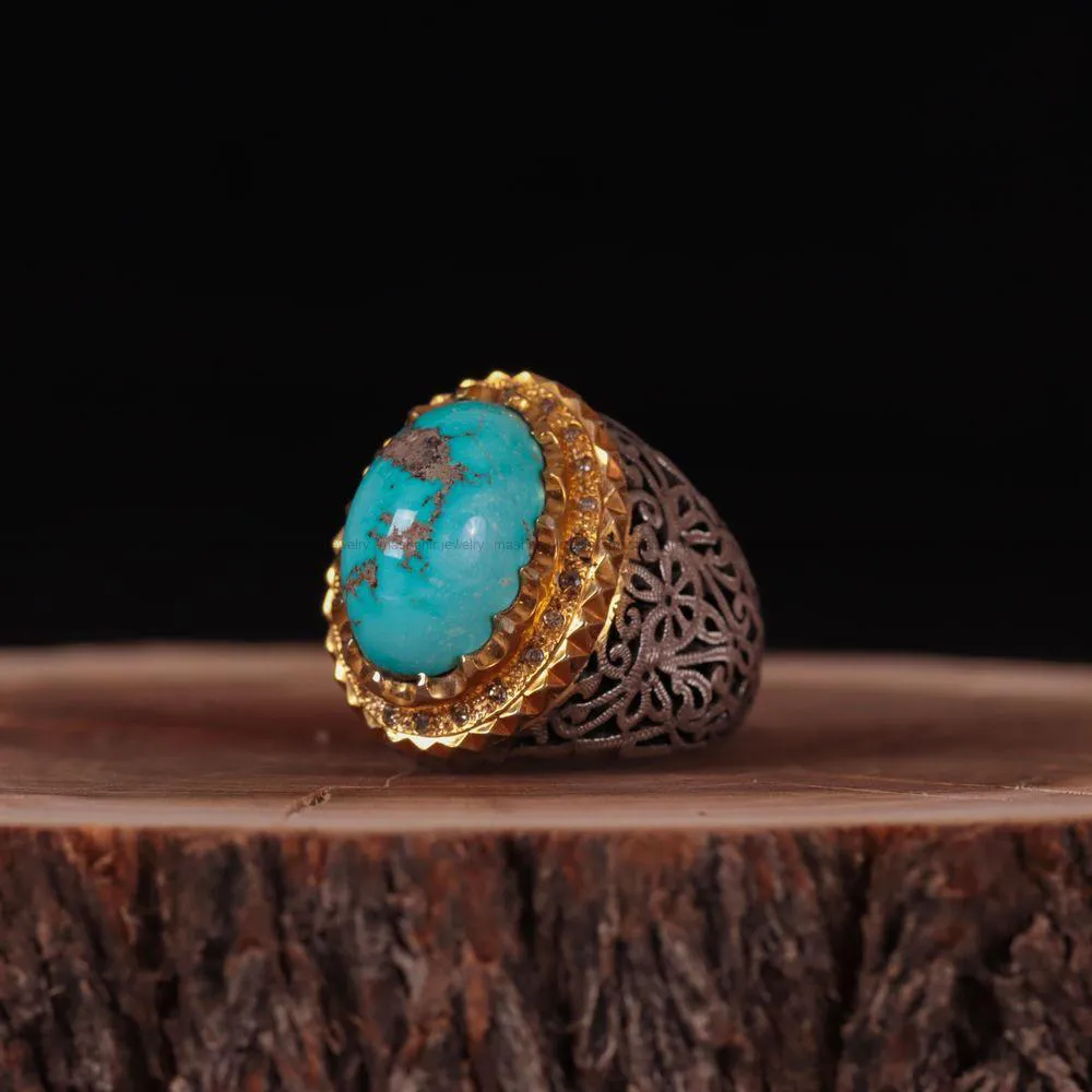 انگشتر فيروزه شجری مردانه کد 1014