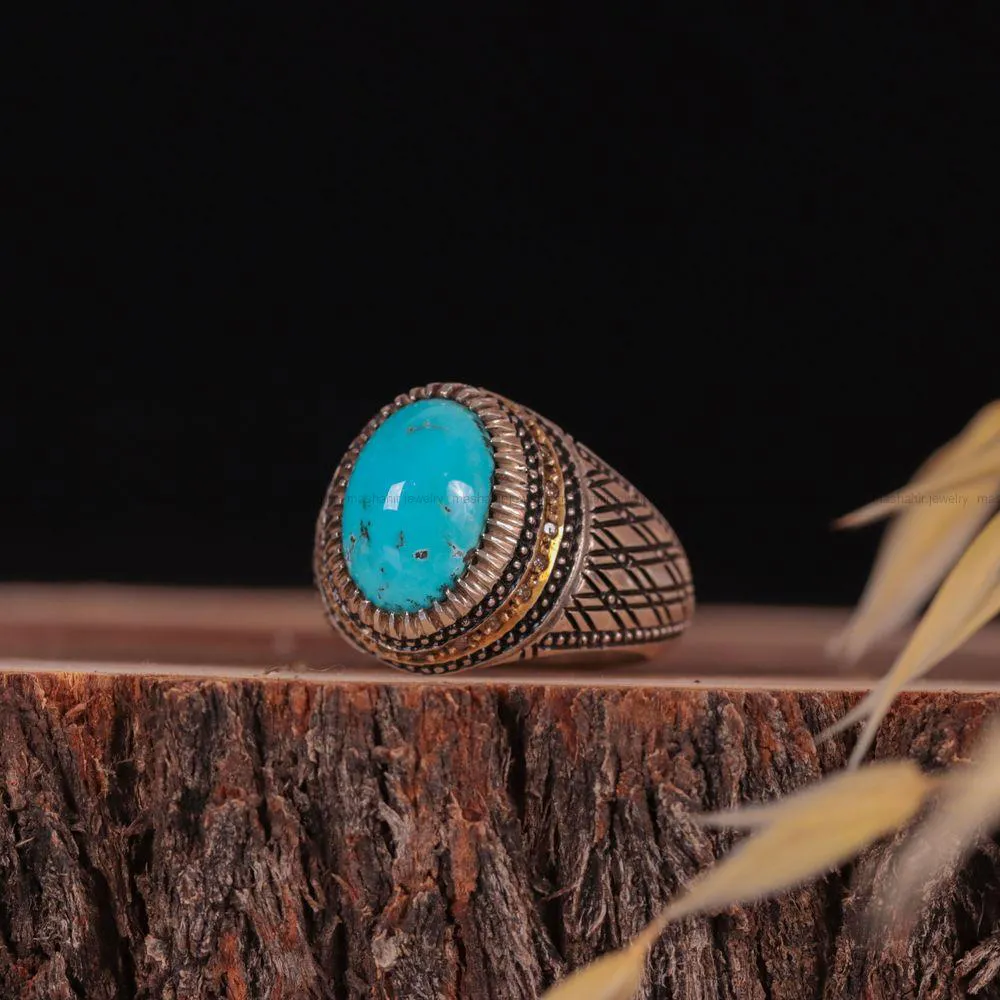 انگشتر فيروزه شجری مردانه کد 1019