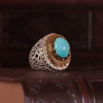 انگشتر فيروزه عجمی مردانه کد 1030