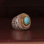 انگشتر فيروزه عجمی مردانه کد 1047