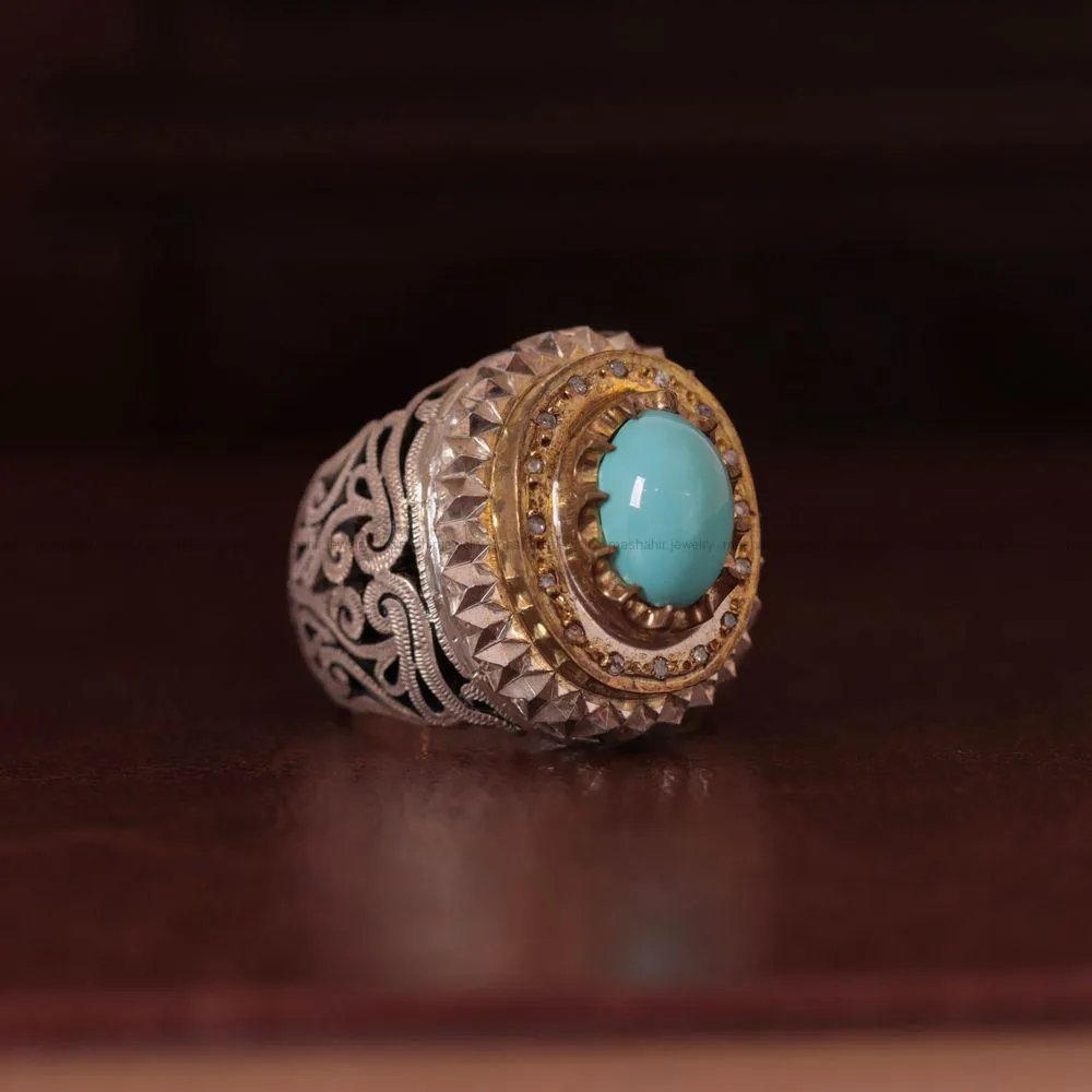 انگشتر فيروزه عجمی مردانه کد 1047