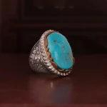 انگشتر فيروزه عجمی مردانه کد 1048