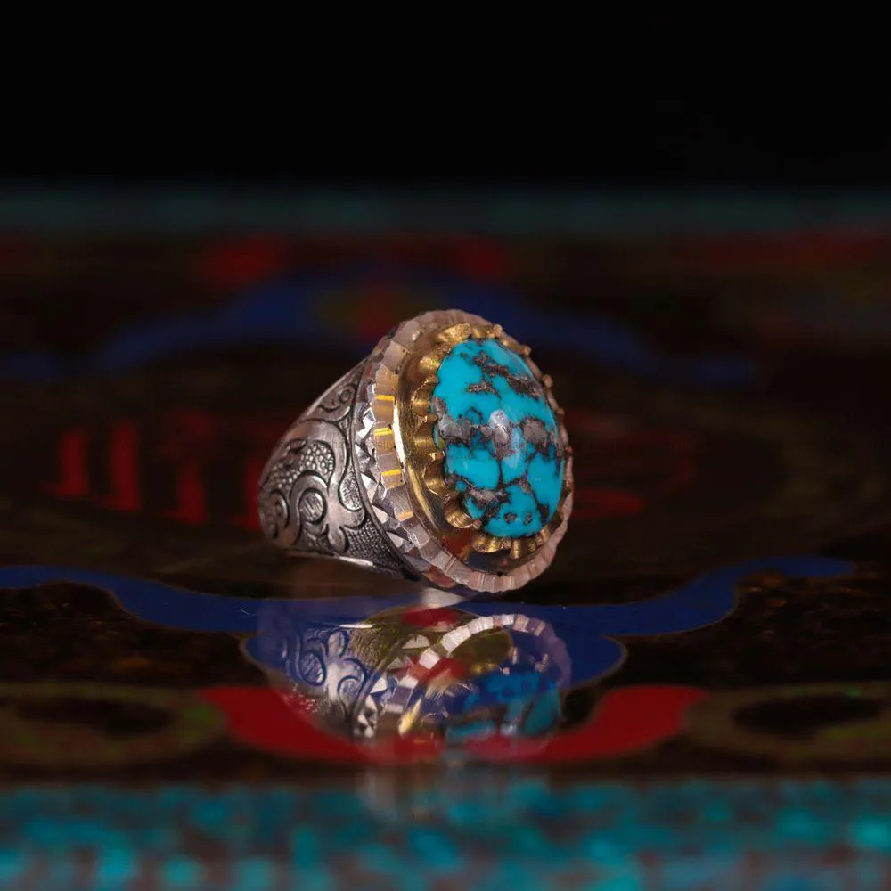 انگشتر فيروزه شجری مردانه کد 1071