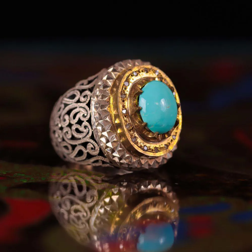 انگشتر فيروزه شجری مردانه کد 1079