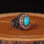 انگشتر فيروزه عجمی مردانه کد 1083