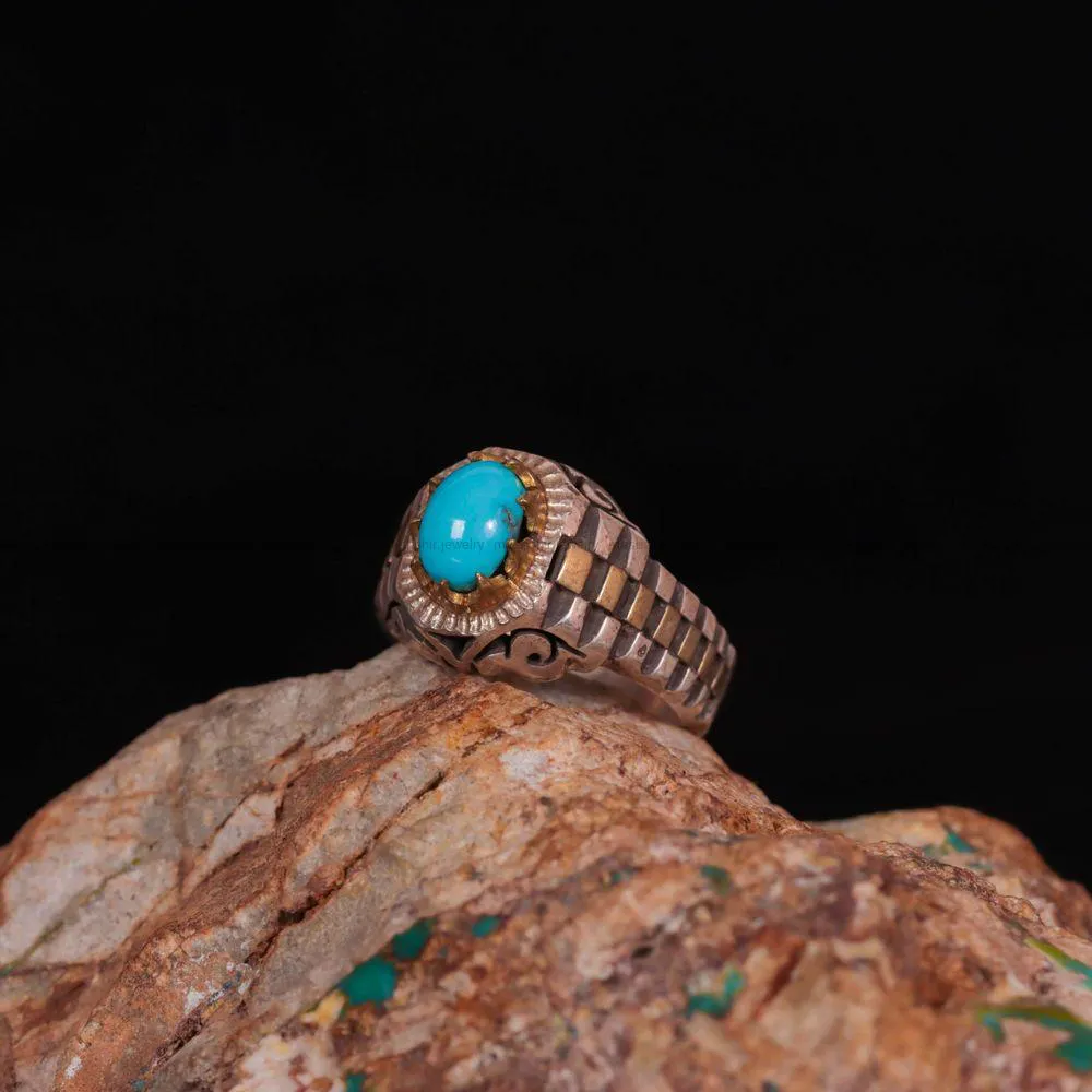 انگشتر فیروزه عجمی مردانه کد 1108