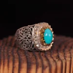 انگشتر فیروزه عجمی مردانه کد 1119