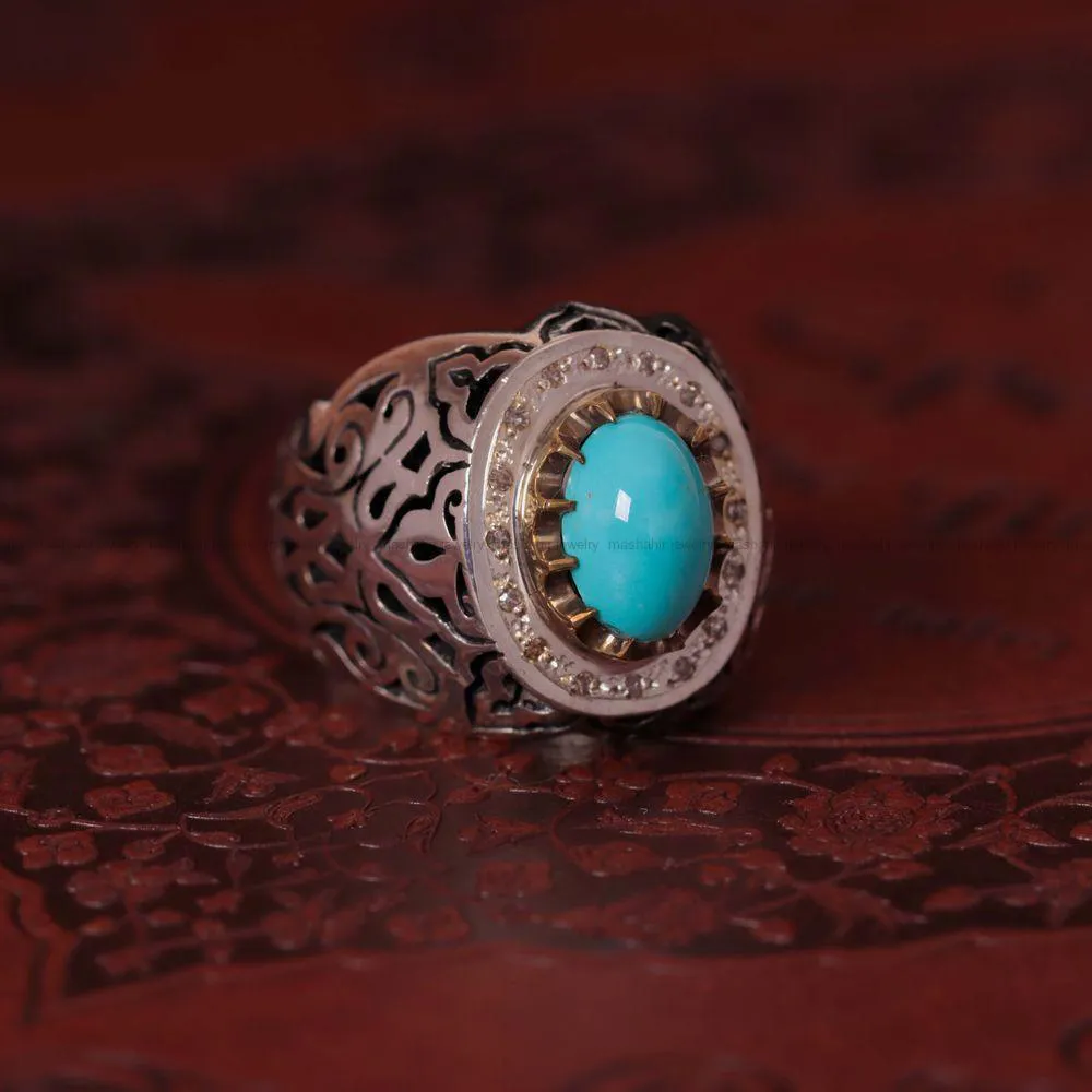 انگشتر فیروزه عجمی مردانه کد 1136