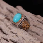 انگشتر فیروزه عجمی مردانه کد 1142