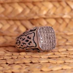 انگشتر صفحه برلیان مردانه کد 1218