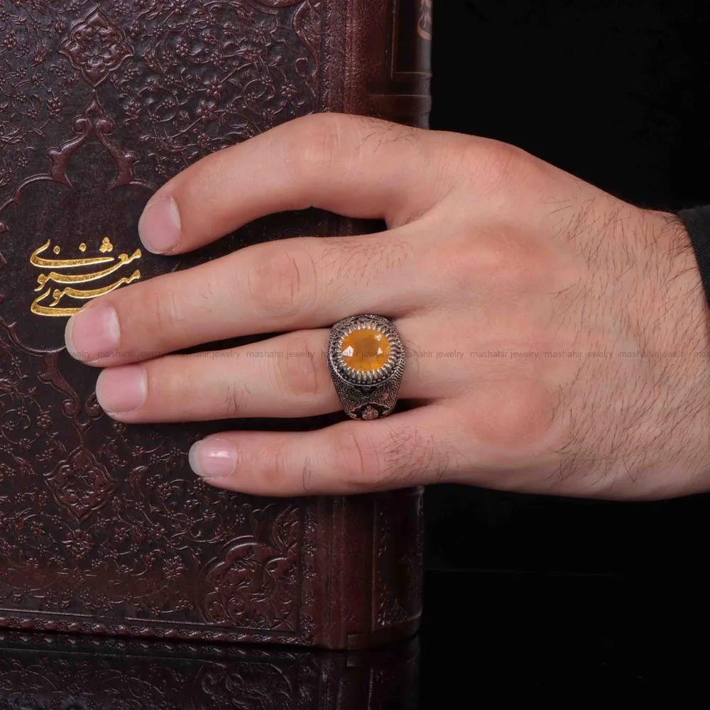 انگشتر یاقوت زرد مردانه کد 1228