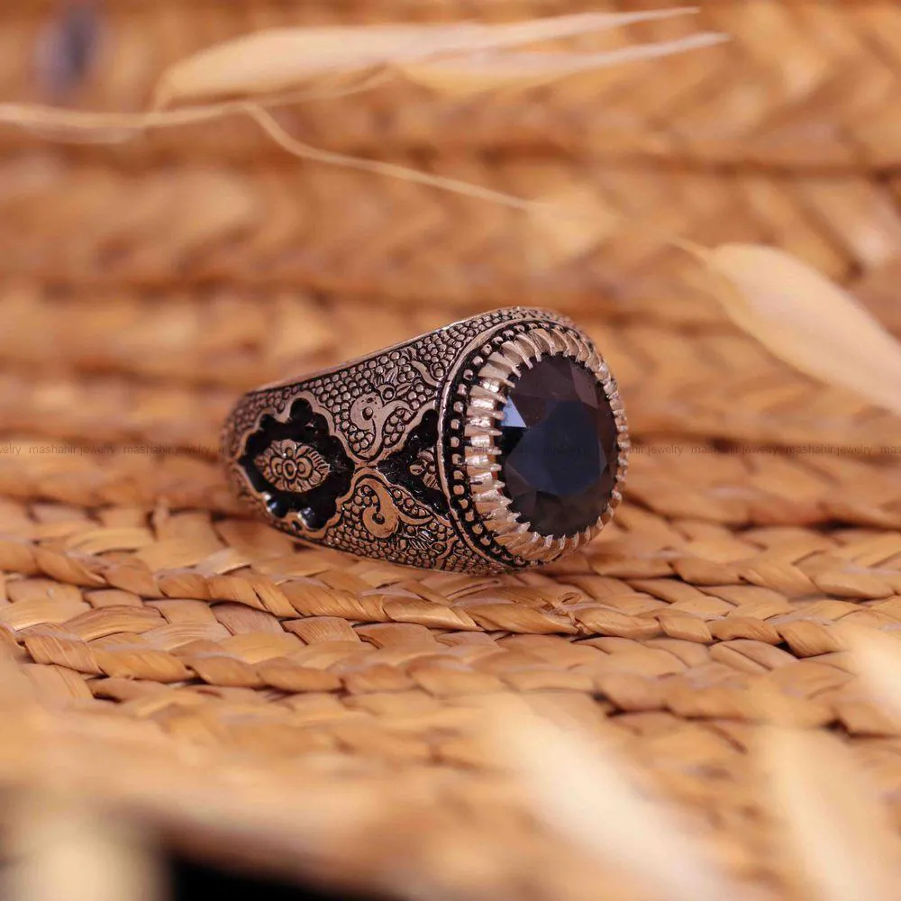 انگشتر ياقوت کبود مردانه کد 1231