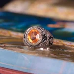 انگشتر توپاز پرتقالي مردانه کد 1236