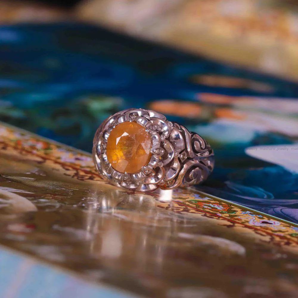 انگشتر یاقوت زرد مردانه کد 1240