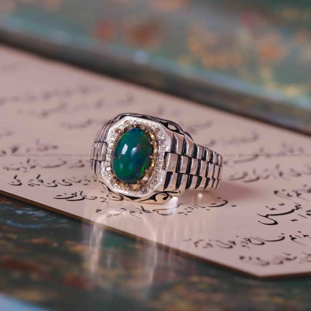 انگشتر اوپال مردانه کد 1243