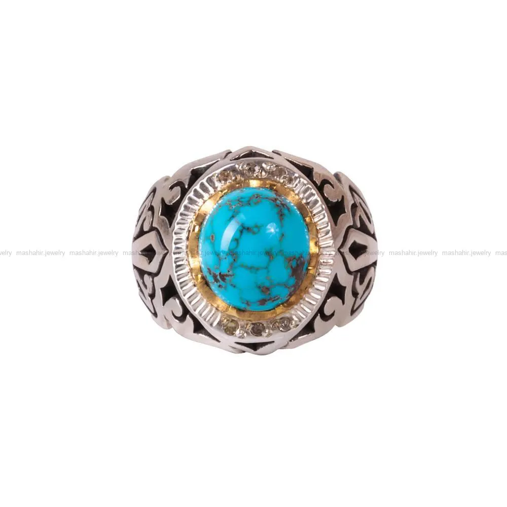 انگشتر فیروزه شجری مردانه کد 372
