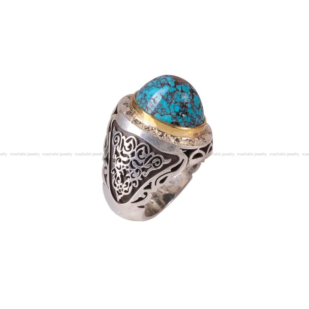 انگشتر فیروزه شجری مردانه کد 373