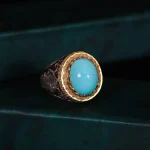 انگشتر فیروزه عجمی مردانه کد 734