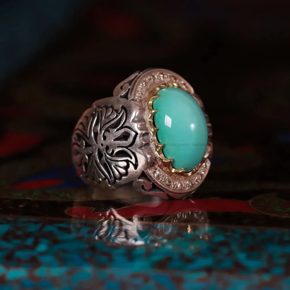 انگشتر فیروزه عجمی مردانه کد 751