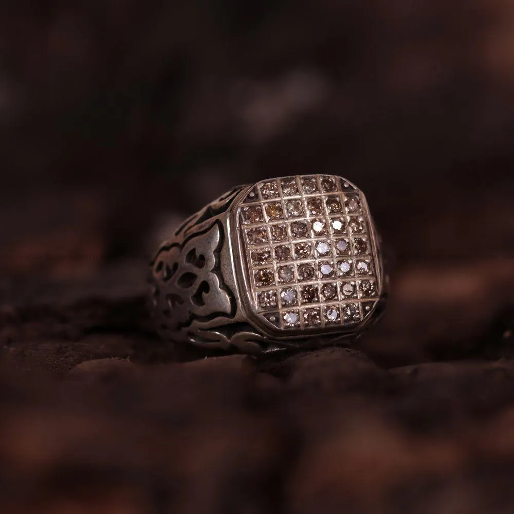 انگشتر صفحه برلیان مردانه کد 762