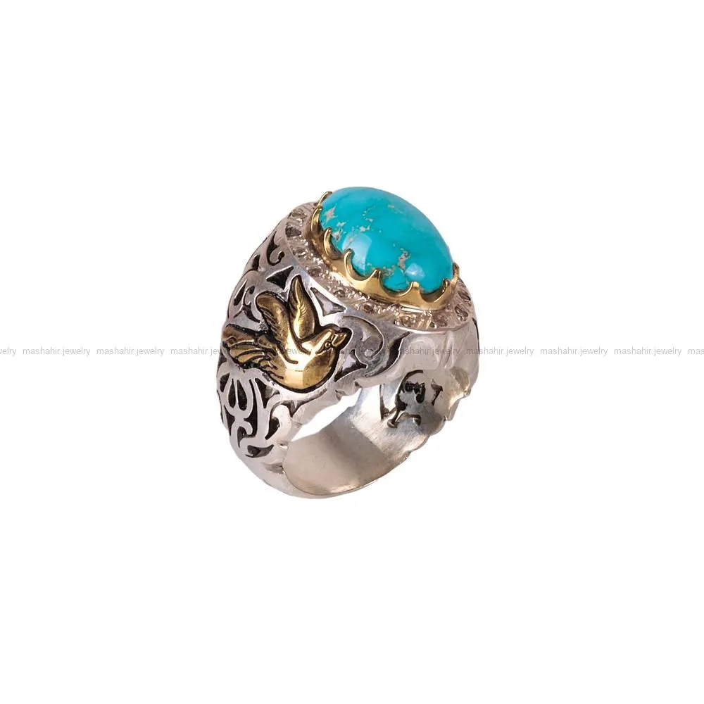 انگشتر فیروزه شجری مردانه کد 382