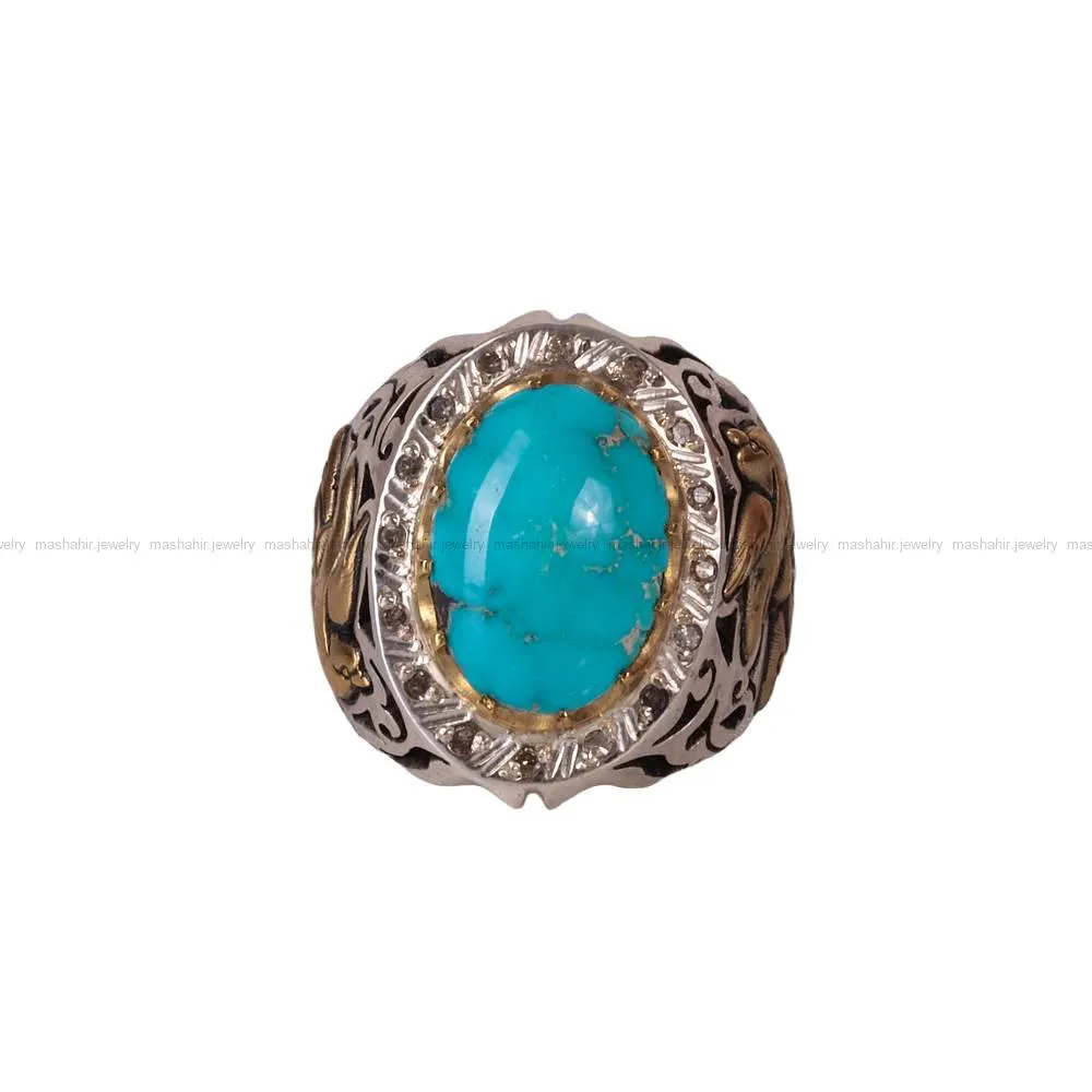 انگشتر فیروزه شجری مردانه کد 382