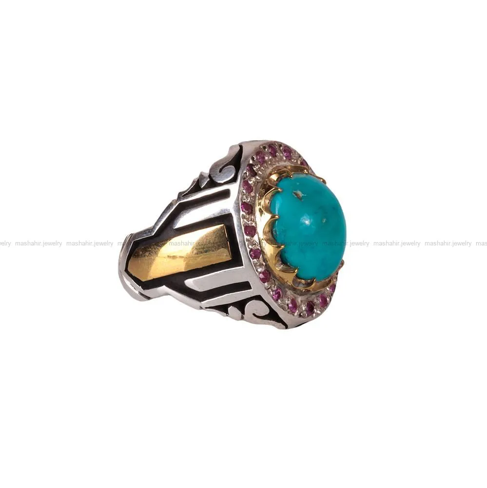 انگشتر فیروزه شجری مردانه کد 385