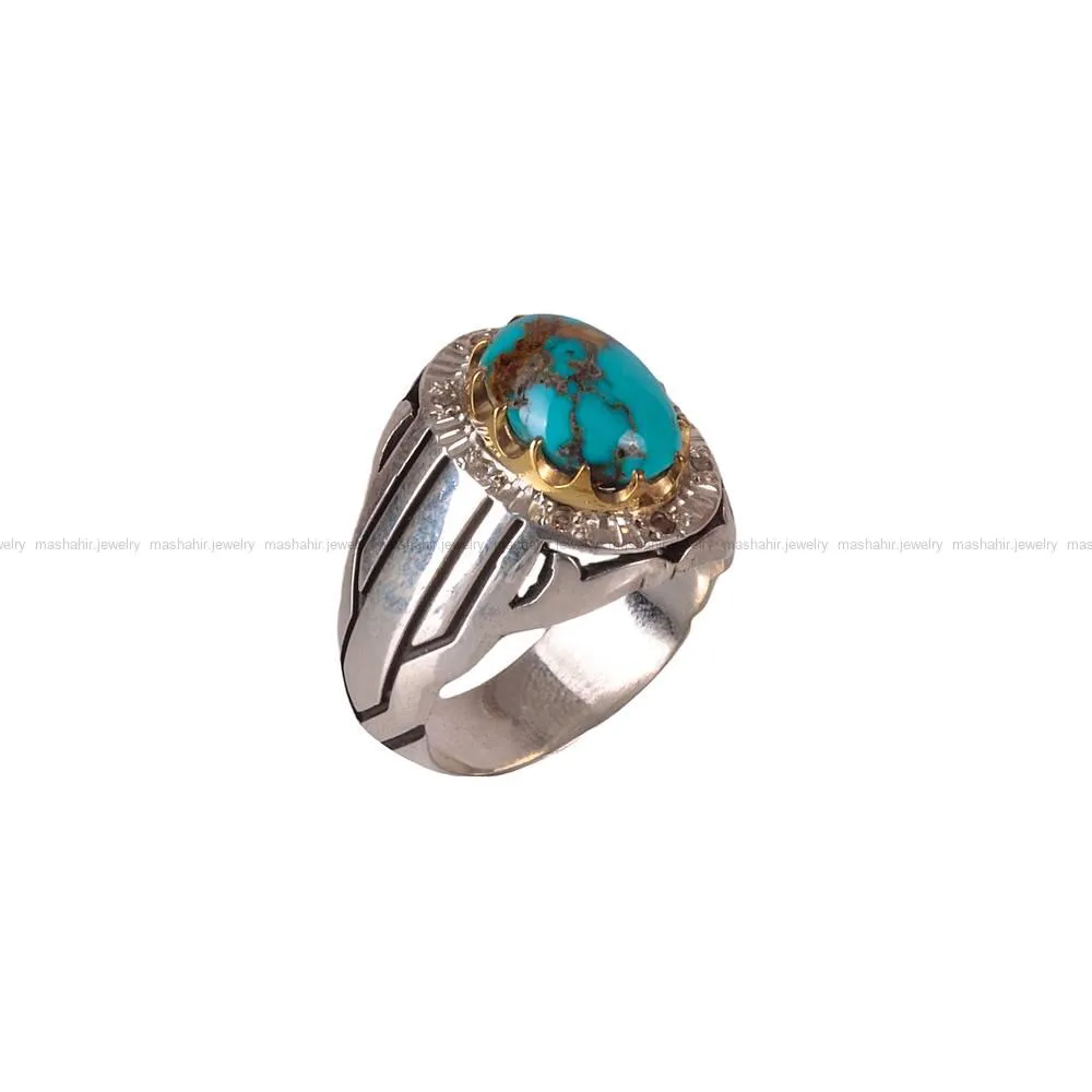 انگشتر فیروزه شجری مردانه کد 393
