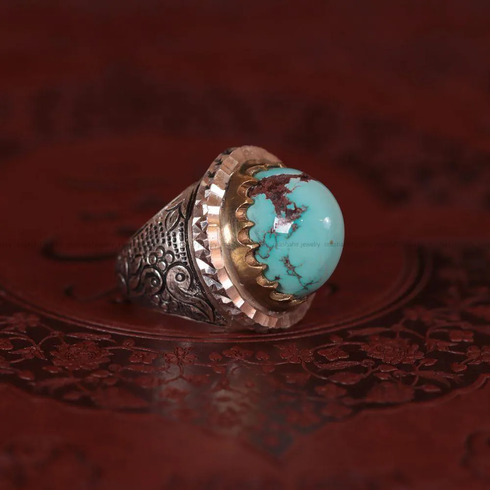 انگشتر فيروزه شجری مردانه کد 933